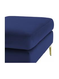 Pouf in velluto Haga, Rivestimento: velluto di poliestere 100, Sottostruttura: trucciolato legno massell, Piedini: ottone, Rivestimento: blu navy Piedini: ottone, Larg. 86 x Prof. 59 cm