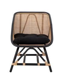 Rotan loungefauteuil Loue in beige/zwart met stoelkussen, Zitvlak: rotan, Frame: rotan, Bekleding: stof, Beige, zwart, 71 x 65 cm