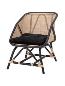Ratán-sillón Loue in beige/negro con Cojín de asiento, Asiento: ratán, Estructura: ratán, Tapizado: tela, Beige, negro, An 71 x F 65 cm
