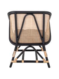 Rotan loungefauteuil Loue in beige/zwart met stoelkussen, Zitvlak: rotan, Frame: rotan, Bekleding: stof, Beige, zwart, 71 x 65 cm