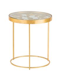 Table d'appoint avec plateau en verre Butterfly, Couleur dorée, Ø 45 x haut. 52 cm