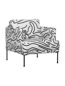 Fauteuil moderne tissu noir et blanc Fluente, Tissu blanc/noir