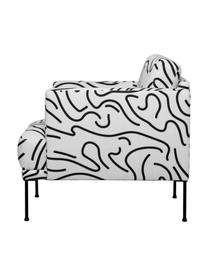 Fauteuil moderne tissu noir et blanc Fluente, Tissu blanc/noir