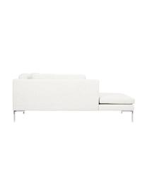 Ecksofa Emma, Bezug: Polyester 100.000 Scheuer, Gestell: Massives Kiefernholz, Füße: Metall, galvanisiert, Webstoff Cremeweiß, Füße Silber, B 302 x T 220 cm