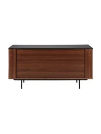 Credenza con ante e decoro scanalato Nuance, Gambe: metallo rivestito, Marrone, nero, Larg. 160 x Alt. 81 cm