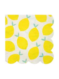 Papier-Servietten Lemon, 20 Stück, Papier, Weiß, Gelb, Grün, 33 x 33 cm