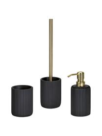 Seifenspender Blackheath, Behälter: Polyresin, Pumpkopf: Kunststoff, Schwarz, Messingfarben, Ø 7 x H 16 cm