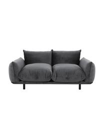 Samt-Sofa Saga (2-Sitzer), Bezug: 100% Polyestersamt 35.000, Gestell: Massives Birkenholz, Samt Dunkelgrau, B 170 x T 103 cm