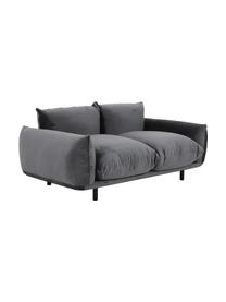 Samt-Sofa Saga (2-Sitzer), Bezug: 100% Polyestersamt 35.000, Gestell: Massives Birkenholz, Füße: Metall, pulverbeschichtet, Samt Dunkelgrau, B 170 x T 103 cm