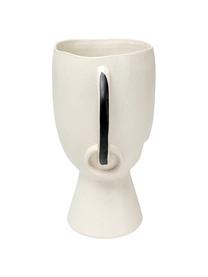Grand vase design blanc Face, Grès cérame, Blanc, noir, larg. 23 x haut. 30 cm