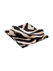 Stoff-Servietten Jill mit Zebra-Print, 2 Stück, 100% Baumwolle, Schwarz, Creme, B 45 x L 45 cm