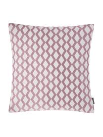 Kussenhoes Matteo met patroon, 51% viscose, 25% polyester, 15% linnen, 9% katoen, Roze, gebroken wit, 40 x 40 cm