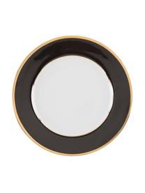 Platos postre de porcelana Ginger, 6 uds., Porcelana, Negro, blanco, dorado, Ø 20 cm