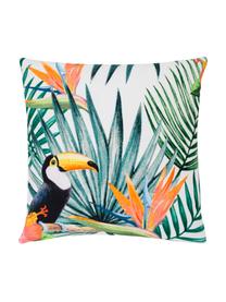 Housse de coussin tropicale Polly, Multicolore, blanc