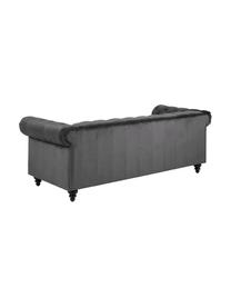 Sofá Chesterfield de terciopelo Charlietown (3 plazas), Tapizado: 100% poliéster Alta resis, Patas: madera de caucho recubier, Gris oscuro, negro, An 219 x F 88 cm