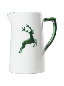 Handgemaakte waterkan Green Deer, Keramiek, Wit, groen, 0,7 l