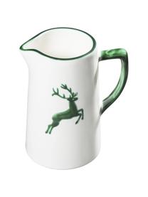 Handgemaakte waterkan Green Deer, Keramiek, Wit, groen, 0,7 l