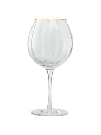 Copas balón Claudine, 4 uds., Vidrio, Transparente, dorado, Ø 11 x Al 22 cm, 600 ml