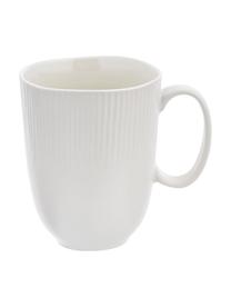 Handgemachte Tassen Sandvig mit leichtem Rillenrelief, 4 Stück, Porzellan, durchgefärbt, Gebrochenes Weiss, Ø 10 x H 12 cm