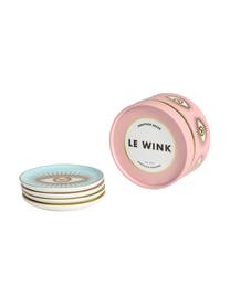 Design onderzettersset Le Wink, 4-delig, Porselein, Multicolour, Ø 10 x H 2 cm