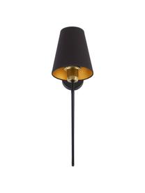 Grote wandlamp Victoria in zwart-goudkleur, Lampenkap: katoenmix, Decoratie: gecoat metaal, Zwart, goudkleurig, D 34 x H 50 cm