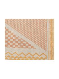 Tapis rose en coton Kjell, Blanc, rose, jaune