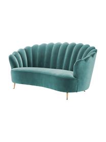 Samt-Sofa Messina (2-Sitzer), Bezug: 95% Polyester, 5% Baumwol, Füße: Edelstahl, messingbeschic, Samt Türkis, B 180 x T 95 cm