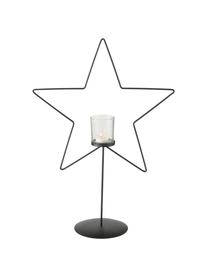 Teelichthalter-Set Pina, 2er-Set, Gestell: Metall, beschichtet, Windlicht: Glas, Schwarz, Set mit verschiedenen Größen