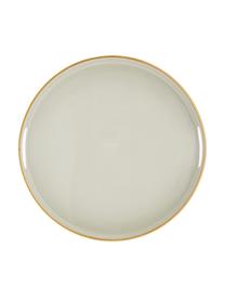 Rond dienblad Dining, Gecoat metaal, Lichtgrijs, goudkleurig, Ø 38 x H 5 cm