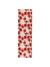 Chemin de table imprimé coquelicots Popy, 85 % coton, 15 % lin, Beige, rouge, noir, imprimé, larg. 40 x long. 145 cm