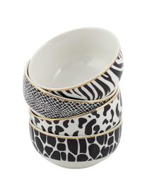 Boles Wild Jungle, 4 uds., Porcelana, Blanco con manchas negras, Ø 13 x Al 7 cm