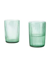 Verres à eau en verre strié Kusintha, 4 pièces, Verre, Vert, Ø 7 x haut. 10 cm