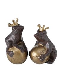 Decoratieve objectenset Froggy, 2-delig, Gecoat metaal, Donkerbruin, goudkleurig, Set met verschillende formaten