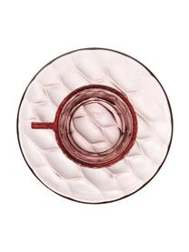 Tazas de café con platitos con relieves Jellies, 4 uds., Plástico, Rosa transparente, Ø 6 x Al 7 cm, 90 ml