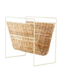 Portariviste Drake, Ripiano: rattan, Struttura: metallo rivestito, Beige, bianco, Larg. 45 x Alt. 41 cm