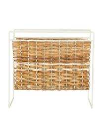 Portariviste Drake, Ripiano: rattan, Struttura: metallo rivestito, Beige, bianco, Larg. 45 x Alt. 41 cm