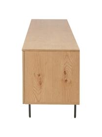 Dressoir Allure met lades en deuren uit eikenhoutfineer, Frame: spanplaat met eikenhoutfi, Poten: gelakt metaal, Lichtbruin, zwart, B 200 cm x H 75 cm