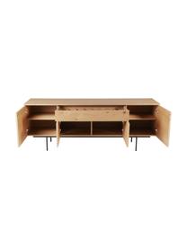 Sideboard Allure mit Schublade und Türen aus Eichenholzfurnier, Korpus: Spannplatte mit Eichenhol, Füße: Metall, lackiert, Holz, B 200 x H 75 cm