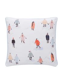 Housse de coussin 45x45 Ice Skater par Candice Gray, Coton bio 100%, certifié GOTS, Blanc, larg. 45 x long. 45 cm