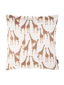 Housse de coussin tropicale Safari, Blanc, brun