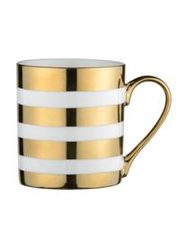 Tazas Stripes, 4 uds., Porcelana, Blanco, dorado, Ø 9 x Al 10 cm