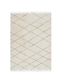 Tapis blanc cassé en coton Less, Blanc cassé, noir