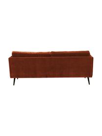Zamatová pohovka s drevenými nohami Paola (3-miestna), Zamatová hrdzavá červená, Š 209 x H 95 cm