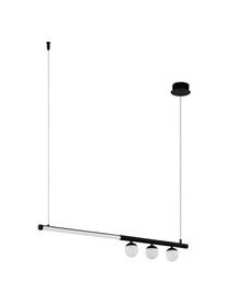 Grote LED hanglamp Phianeros, Lampenkap: kunststof, Baldakijn: gecoat metaal, Wit, zwart, 100 x 120 cm
