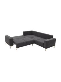 Sofa narożna z funkcją spania Luna, Tapicerka: 100% aksamit poliestrowy, Nogi: metal lakierowany, Ciemny szary, S 260 x G 260 cm