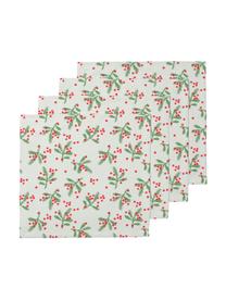 Stoffen servetten Christmas Berries, 4 stuks, Katoen, Rood, groen, 40 x 40 cm