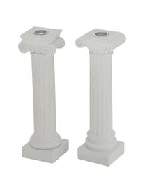 Set 2 candelabri Fortuny, Resina, Bianco, Larg. 7 x Alt. 25 cm