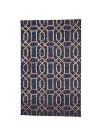 Tapis laine bleu foncé marron Vegas, Bleu foncé, brun, larg. 150 x long. 245 cm (taille M)