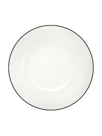 Platos de postre Á Table Ligne Noir, 4 uds., Porcelana Fine Bone China (fina de hueso)
Fine Bone China es una pasta de porcelana fosfática que se caracteriza por su brillo radiante y translúcido., Blanco, negro, Ø 21 cm