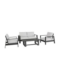 Set lounge de exterior Atlantic, 4 pzas., Estructura: aluminio con pintura en p, Tapizado: poliéster, Gris antracita, gris claro, Set de diferentes tamaños